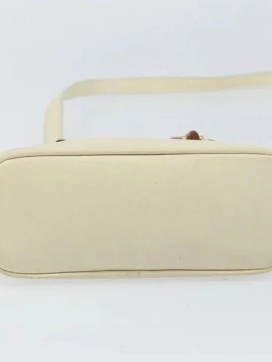 GUCCI Bamboo Hand Bag Leather 2way White Gold - Picture 5 of 16